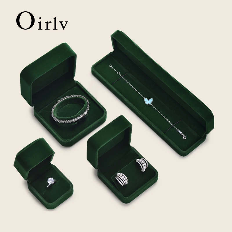 

Oirlv Velvet Ring Box Gemstone Green Jewelry Box High-quality Earring Bracelet Necklace Box Jewelry Organizer Box Customizable