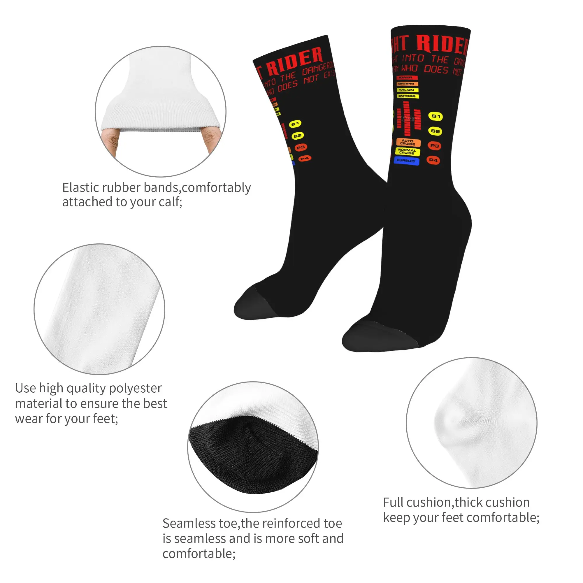 Colorful Knight Rider Kitt Control Dashboard Basketball Socks  Polyester Crew Socks for Women Men Breathable