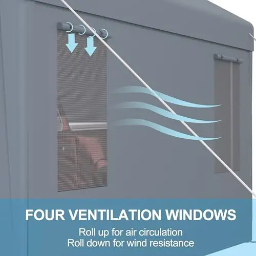 Portable Garage Canopy, Carport Canopy 10x20 FT Heavy Duty, All-Weather Shelter with 2 Roll-up Doors & 4 Ventilated view 5