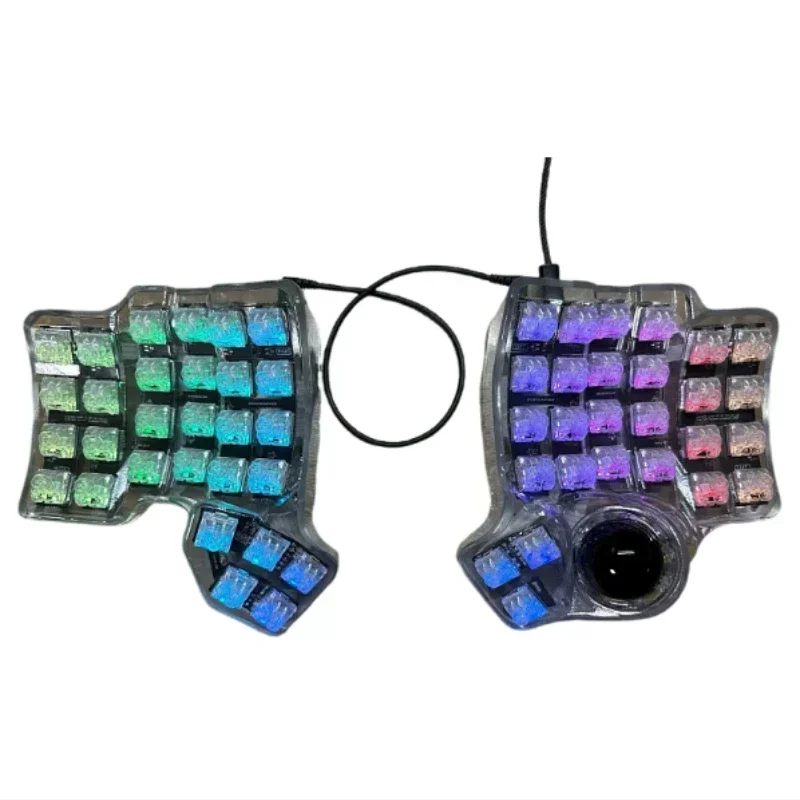 Charybdis Split Keyboard Kit Custom Resin Transparent Shell 3D Printing RGB Legbog Axis /34MM Track Ball Wired for PWM3360 VIA