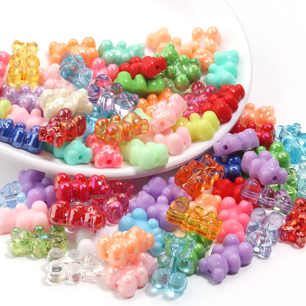 30 Stück Bunte Bären-Acrylperlen, Niedliche Teddy-Gummibärchen-Perlen für DIY-Schmuck, Halsketten, Armbänder, Haargummis und Accessoires – Detail 4