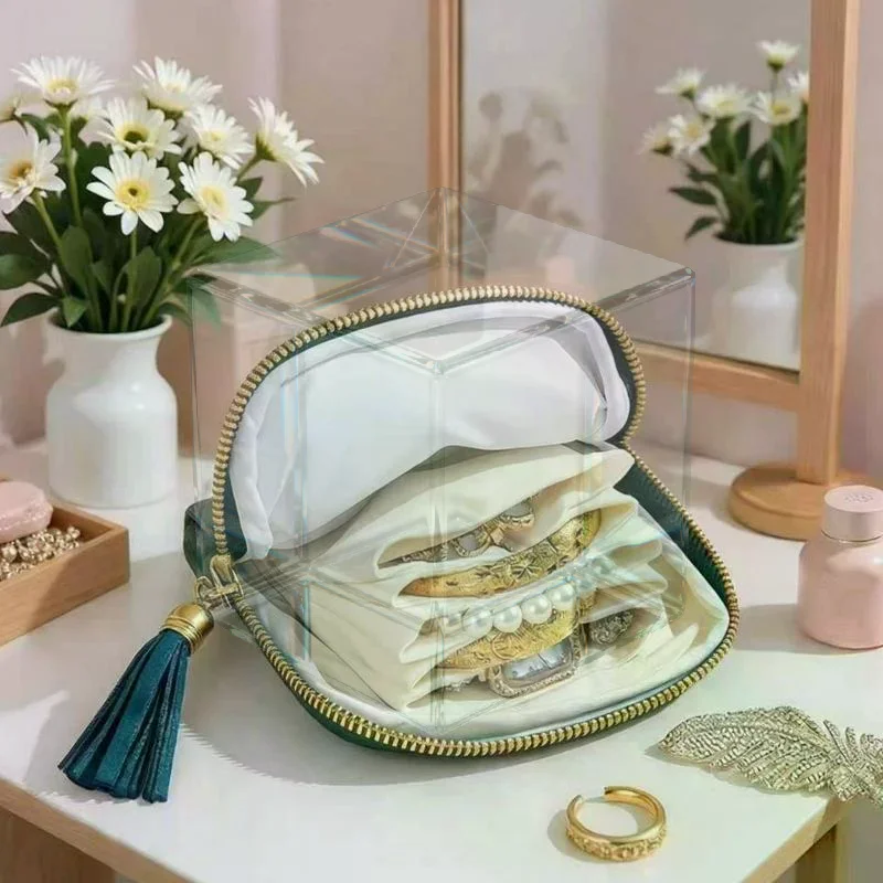 Portable Jewelry Storage Pouch With 6 Layers Large Capacity And Tassel Design Perfect For Travel Daily Use