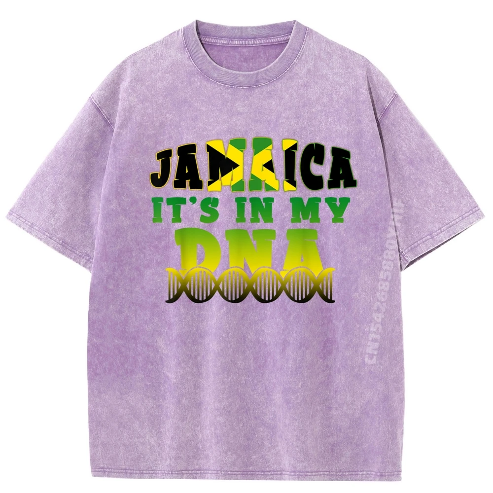 تي شيرت رجالي مطبوع عليه علم جامايكي جامايكا إنه في بلدي Dna قمصان جرافيك للرجال ملابس فاخرة قميص مغسول كبير الحجم #4