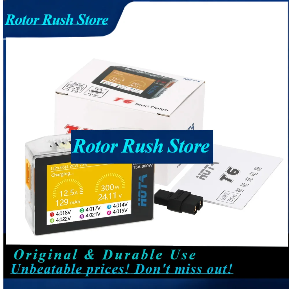 RoRuSHota T6 DC/PD Dual Input 300W 2.4IPS Smart Battery Charger XT60 & TYPE-C Interfaces