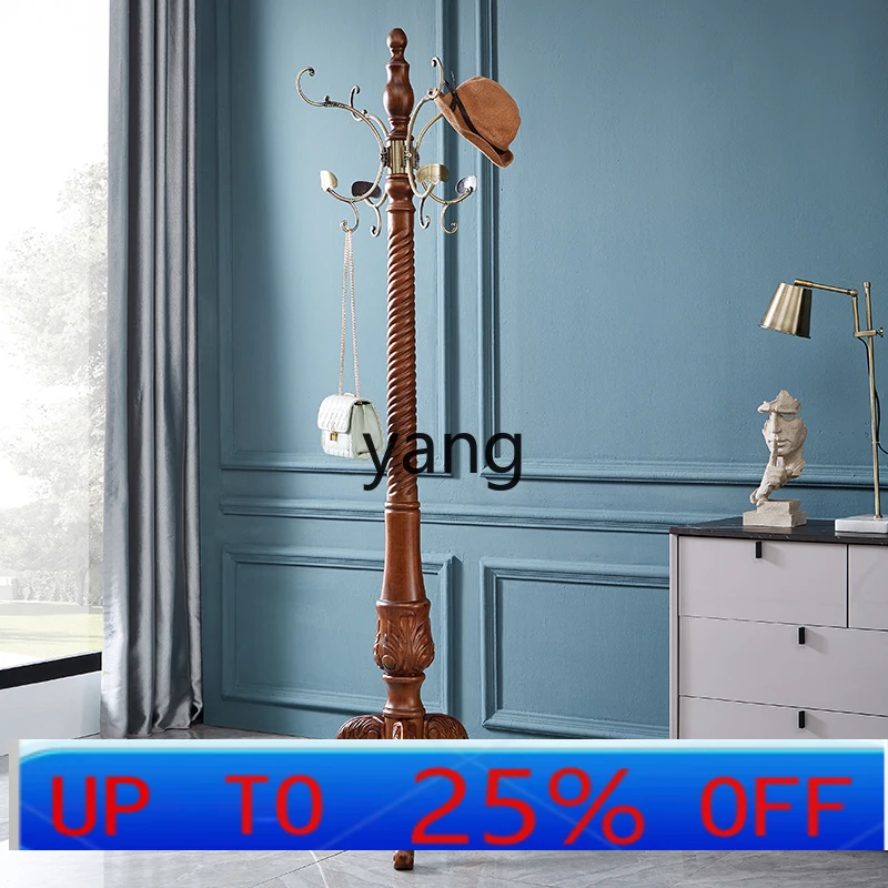 LTT  European high-end villa solid wood hanger floor bedroom household copper and wood hanger