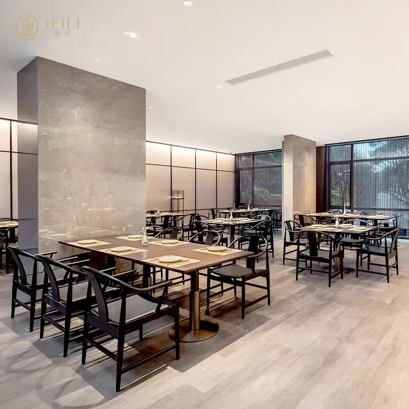 Modern Commercial Custom Booth Seating Set Biophilic Design Table and Chair Wood Hotel Restaurant