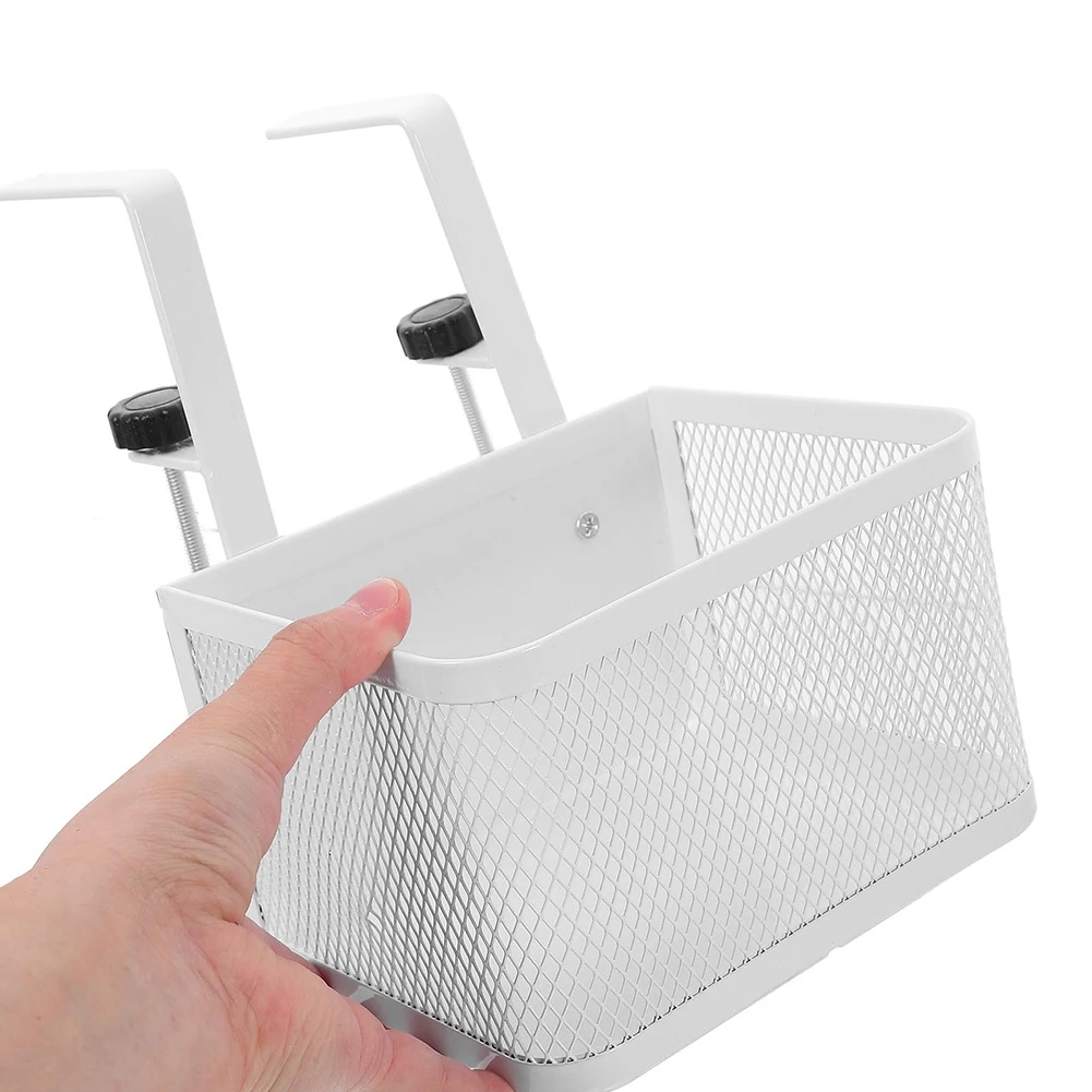 618 Mega Sale Cable Management Desk Organizer Clip-on, Small White Clamp Basket for Desk Storage of Chargers and Remote Controls