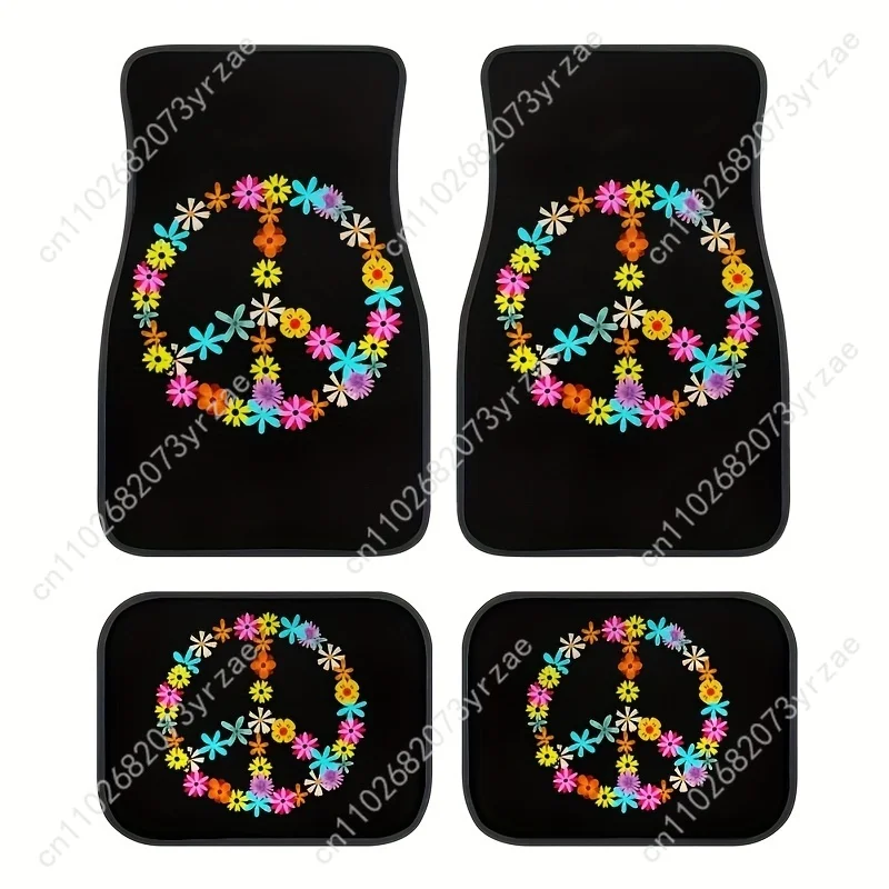 

Peace Flower 4pcs Universal Car Floor Mats All-Season Fashionable Auto Interio Absorbent Non-Slip Washable Car Floor Mats