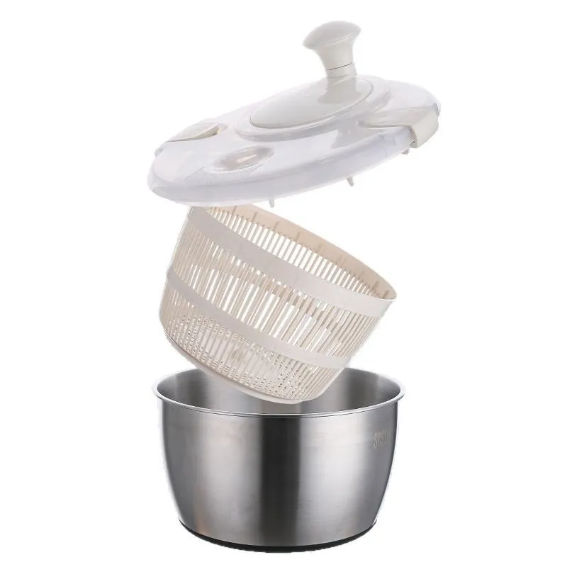 

304 vegetable salad dehydrator kitchen washing hand dryer double layer drain