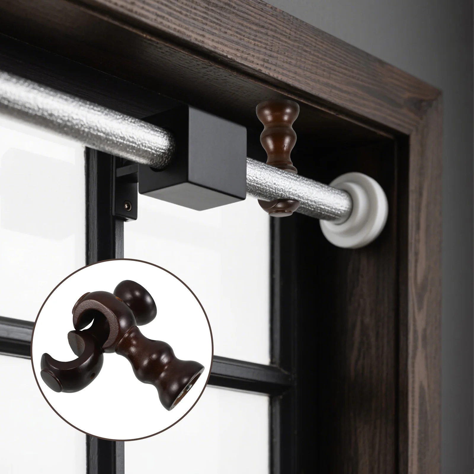 

2Pcs Wood Curtain Rod Brackets Smooth Finish Easy Install Wall Mount Accessories 28.5mm Diameter Wood Curtain Rod Bracket