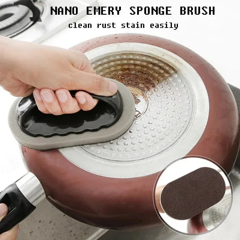 Magic Descaling Emery Sponge Household Cleaning Brush Useful Things for Kitchen Remove Pot Bottom Stubborn Stains Products Tools