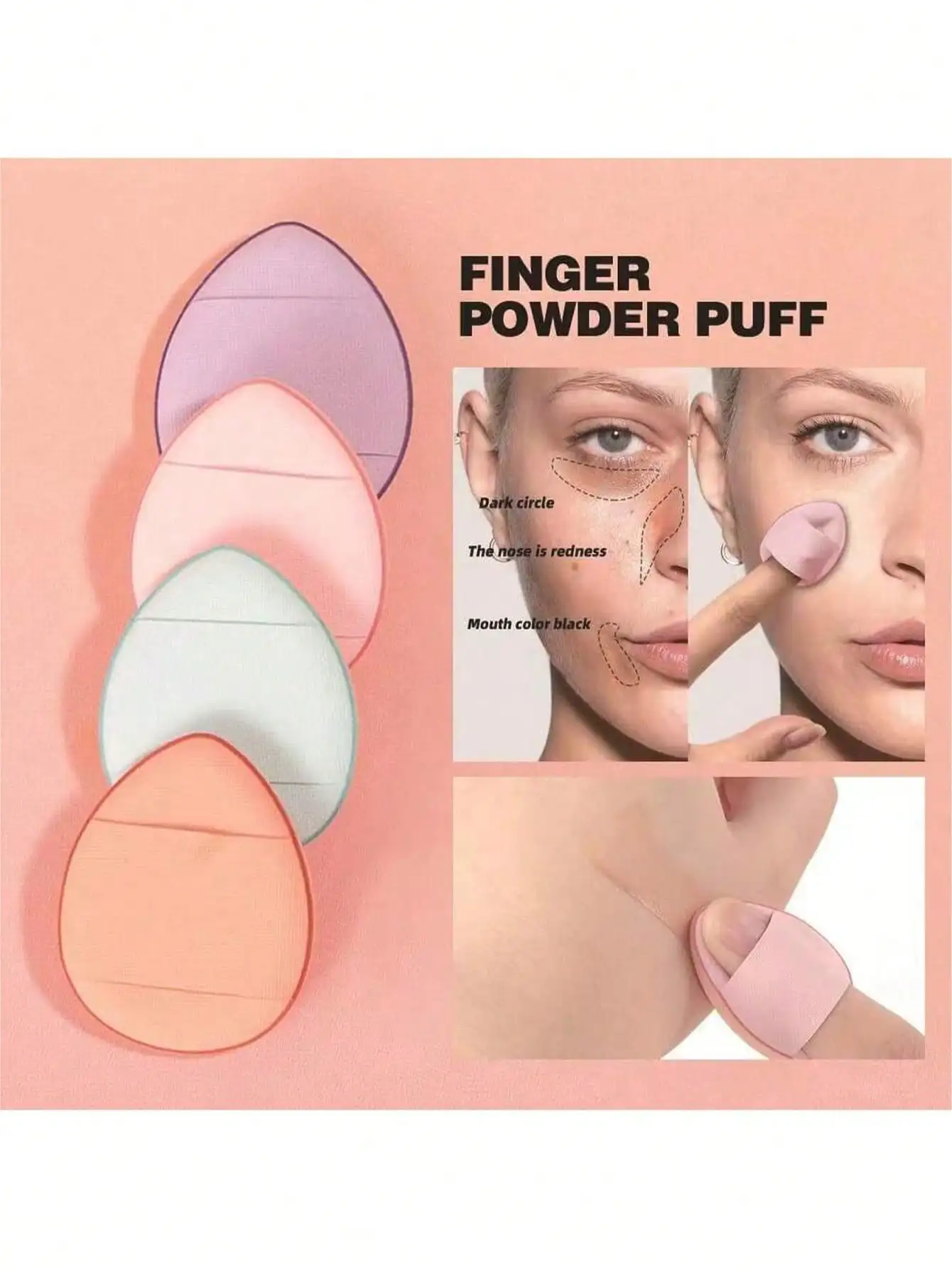 1/5 قطعة من منتفخة الأصابع المصنوعة من الألياف الدقيقة الناعمة - قابلة لإعادة الاستخدام لكريم الأساس الدقيق/خافي عيوب العين (لون عشوائي) #5