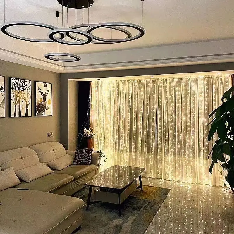 

LED Copper Wire Curtain String Lights USB Powered, Remote Control Atmosphere Lights for Bedroom Party Wedding Decor