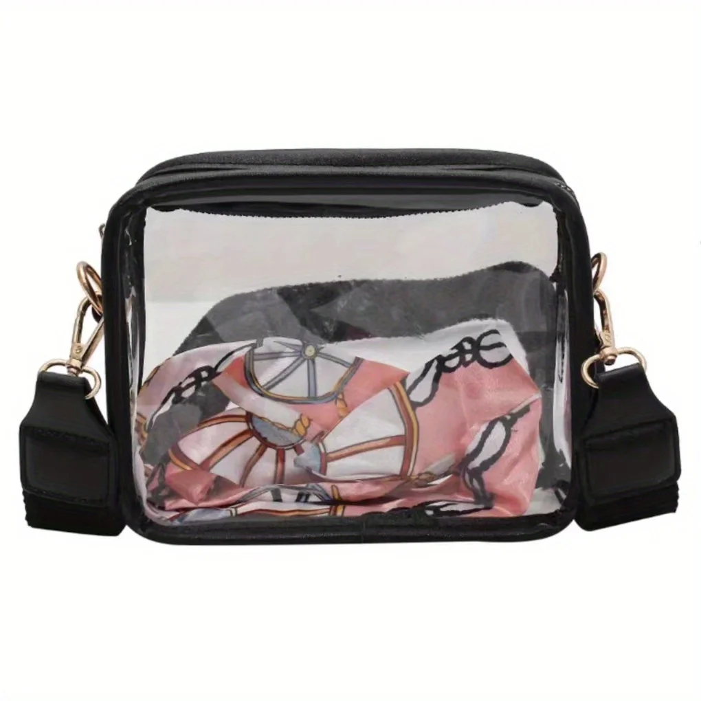 Transparent Crossbody Bag, Mini Clear Jelly Square Purse, Trendy Stadium Approved Shoulder Bag For Travel Beach, Sports Events