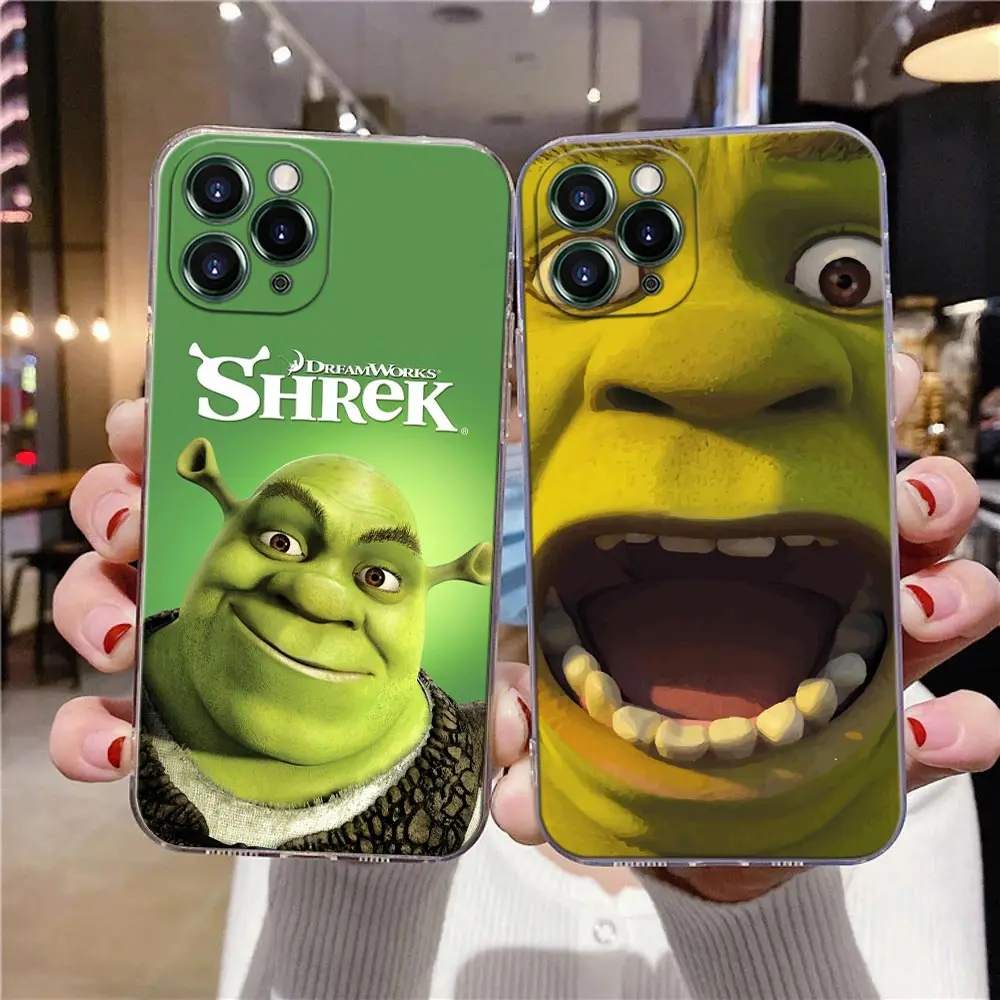 Funny Cartoon Shreks Art Clear Phone Case For iPhone 15 13 11 12 14 Pro Max XR XS 7 8 15Pro Plus Cases Silicone Coque Back Cover