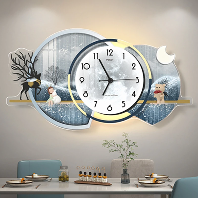 Chinese Landscape Wall Clock Chinese Design Style Creative Wall Clock Modern Living Room Bedroom Home Decoration