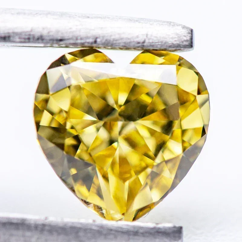 

L-TOP Cubic Zirconia Wholesale No Certificate Crushed Ice Cut Heart Shape Dark Yellow Color Charms Beads for Diy Jewelry Making