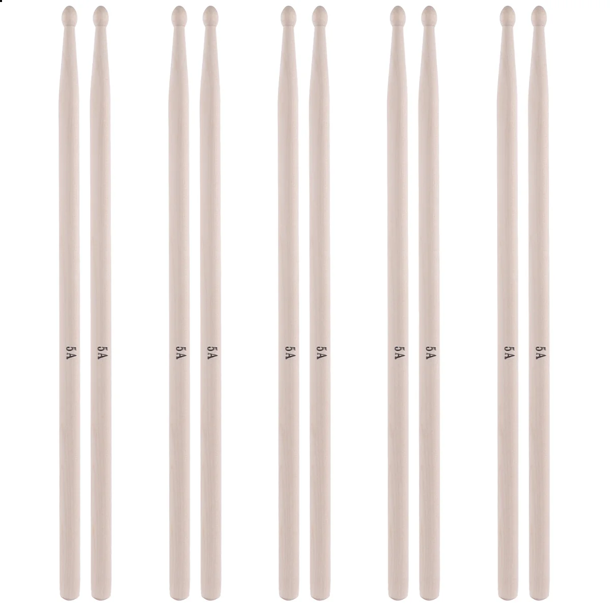 

5Pairs 5a Maple Wood Drumsticks Professional Non-Slip Surface for Practice Concert Band Musical Performance Drum Sticks