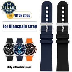 For BLANCPAIN Fifty Fathoms 5000 5015 Soft Fluorine Rubber Watch Strap Men's Rubber Watch Band 23mm Blue fluororubber Bracelet