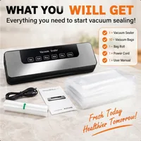 Purple Light Vacuum Sealer Machine, 6-in-1 Food Sealer with Strong Suction, Vacuum Packaging Machine for Meat, Vegetables 6