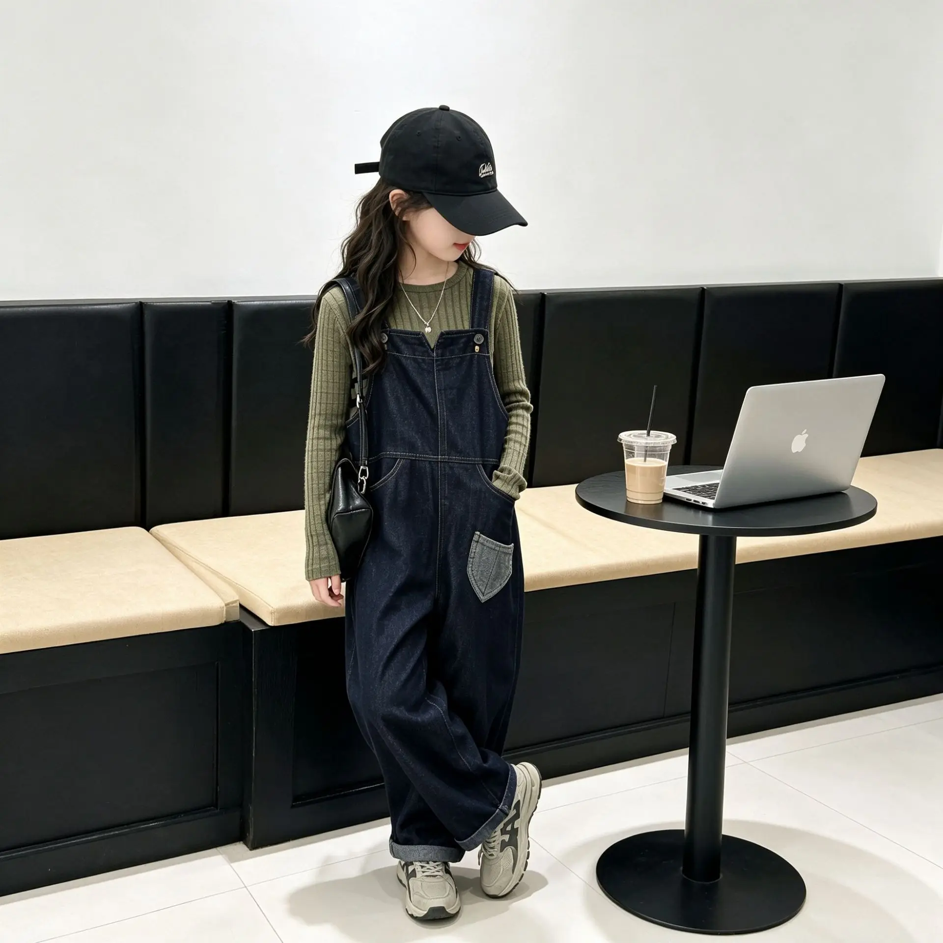 Spring Fall Kids Denim Jumpsuit for Teens Girl Fashion Denim Overalls Child Casual Stylish Suspender Dungarees Jeans With Straps