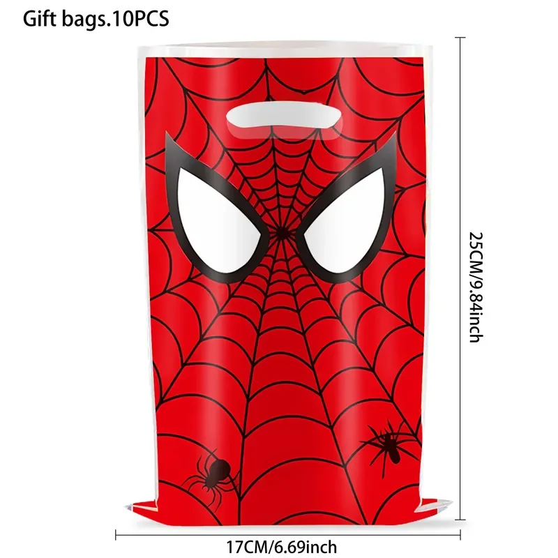 New Spiderman Birthday Party Gift Bags Spider Theme Plastic Candy Bag Boy Loot Bag for Kids Birthday Party Favors Supplies Decor