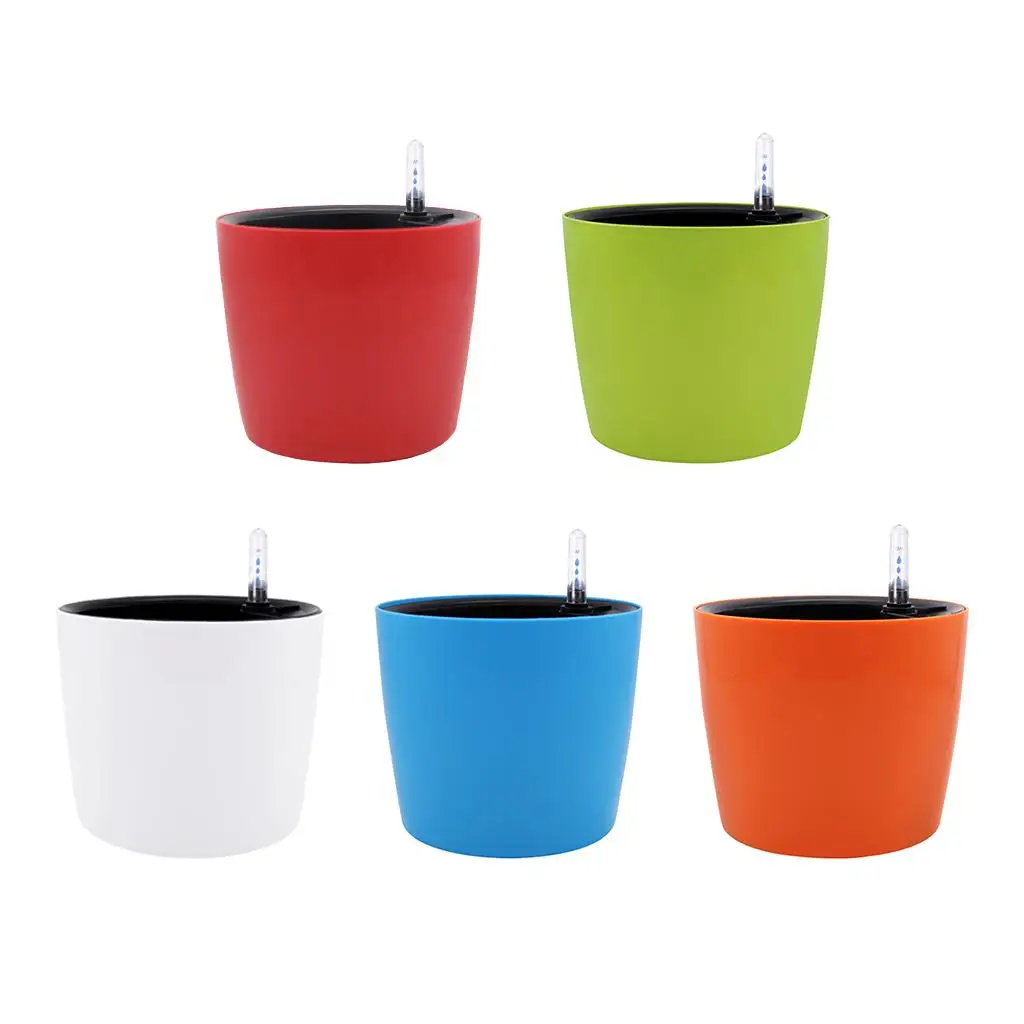 Self Watering Flower Pot with Indicator Plastic Automatic Absorbing Planter Hydroponic Pot for Indoor Garden and Living Room
