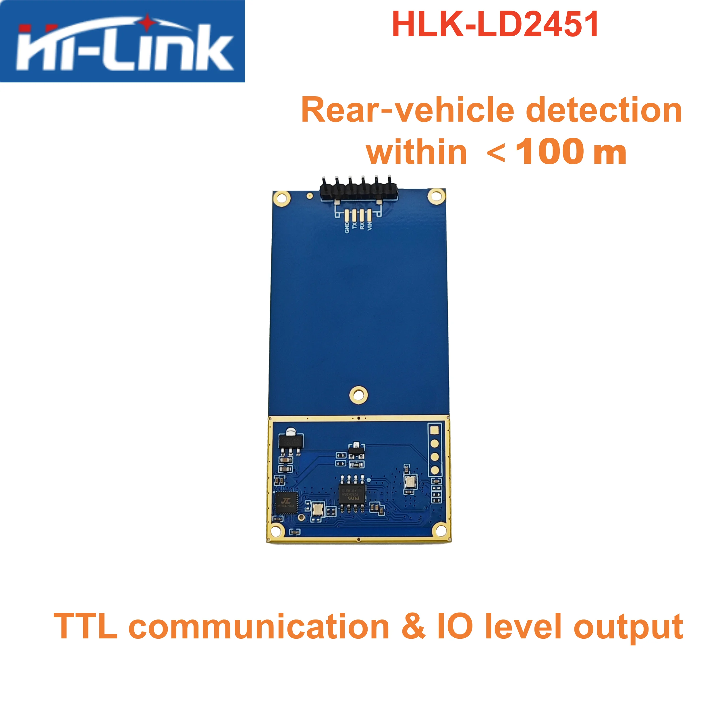 Hi-Link HLK-LD2451 24GHz FMCW Radar Module 100m Long Range Vehicle Detection 5V UART GPIO 3-Lane Vehicle Status Sensor 10-100m