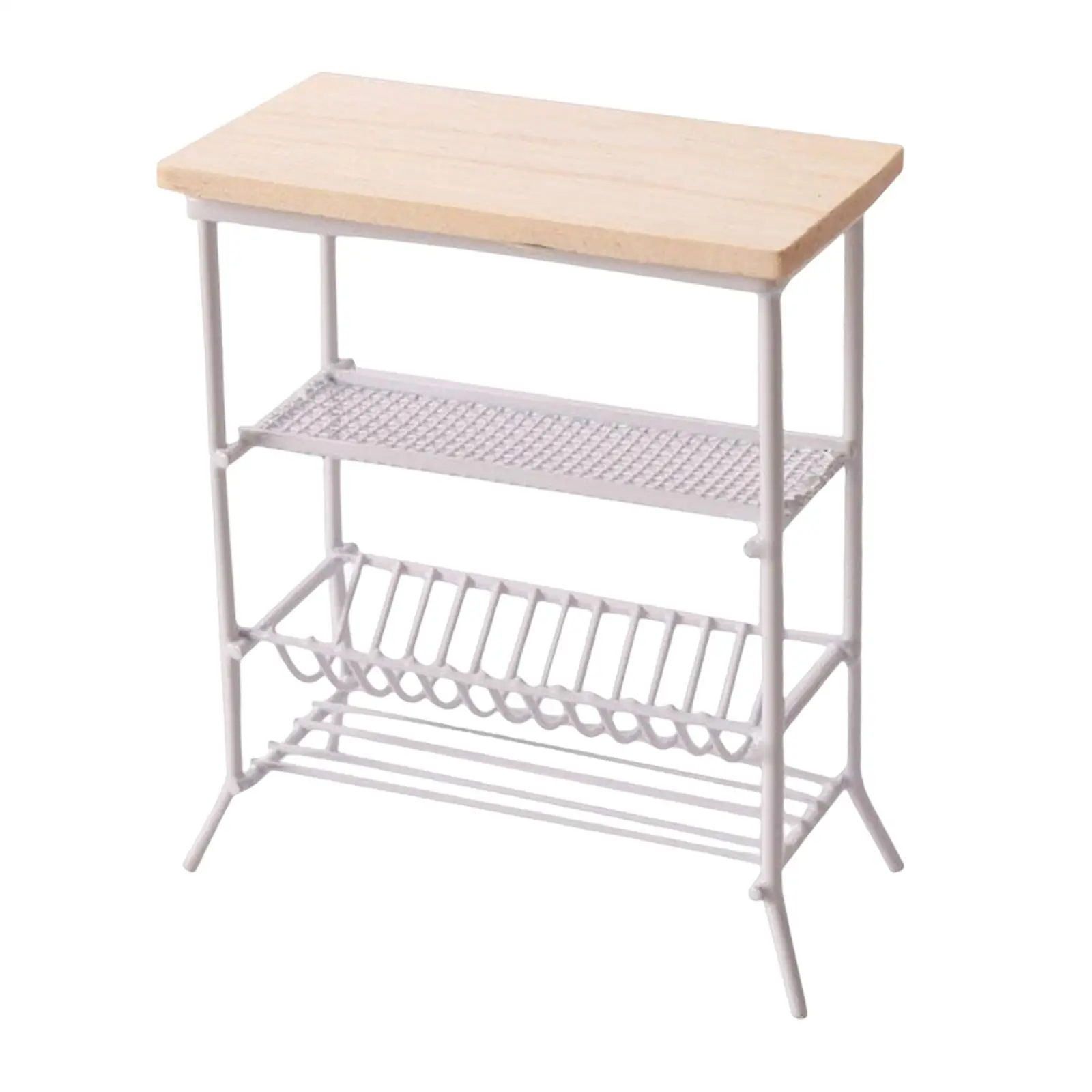 3 Layer Dollhouse Tableware Rack Furniture Accessories Life Scene Kitchen Alloy 1/12 Mini Dishes Rack Ornaments Scenery Supplies