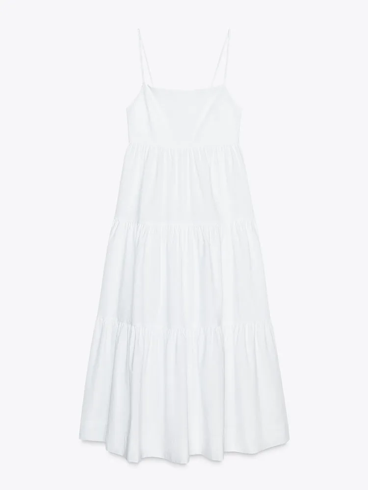 Ele verão novo feminino midi dr em camadas emenda seda chiffon strapl vestido de baile sle casual chique rua sle
