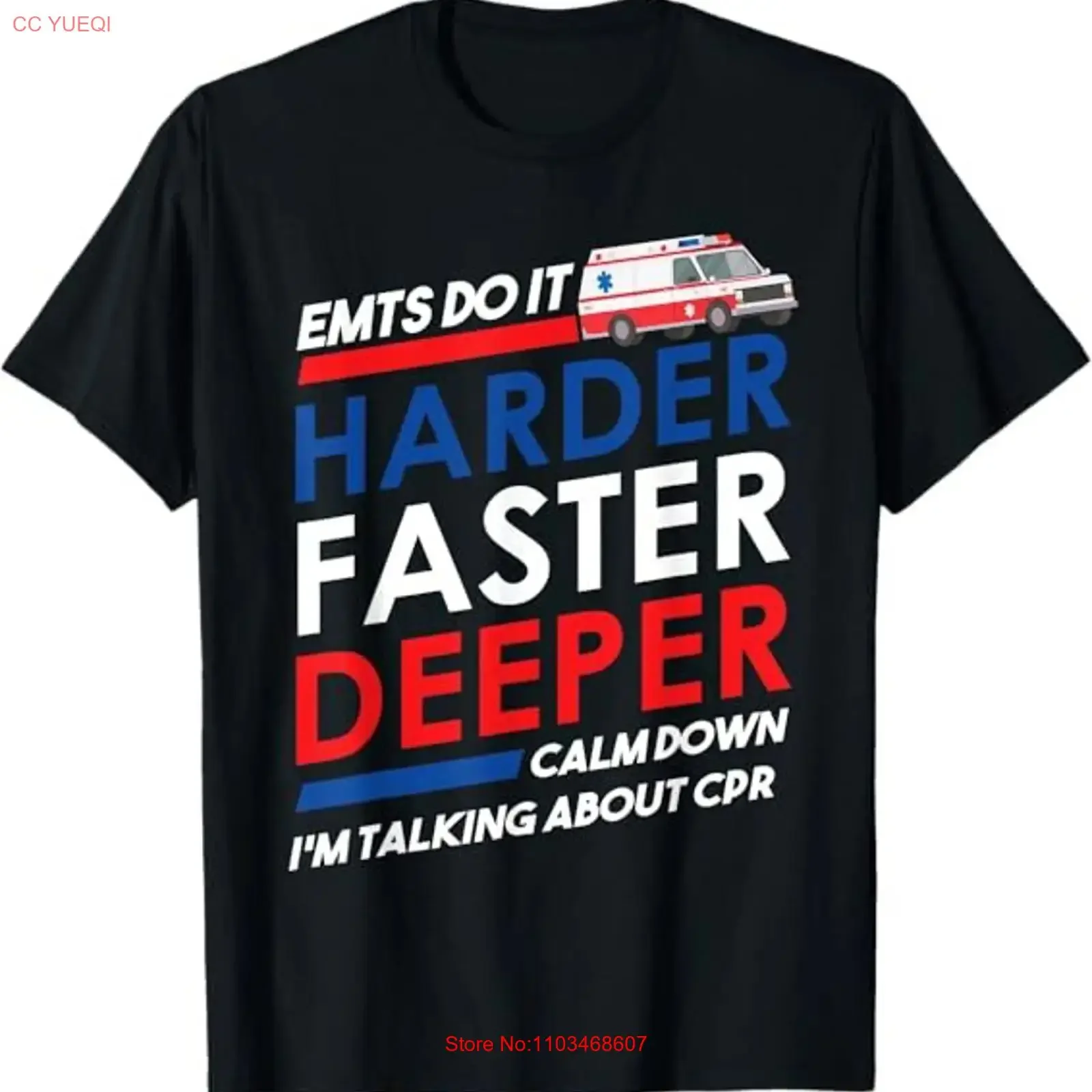 Camiseta divertida EMT S 3XL vintage lavada, ligeramente suave, cómoda y elástica, la más popular con la frase: EMTs Do It Harder Faster Deeper