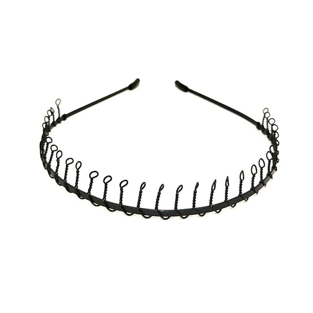 1pcs Fashion Metal Hair Band Men Women Unisex Black Wavy Hair Head Hoop Band Sports Headband Hairband Hair Accessories Gift