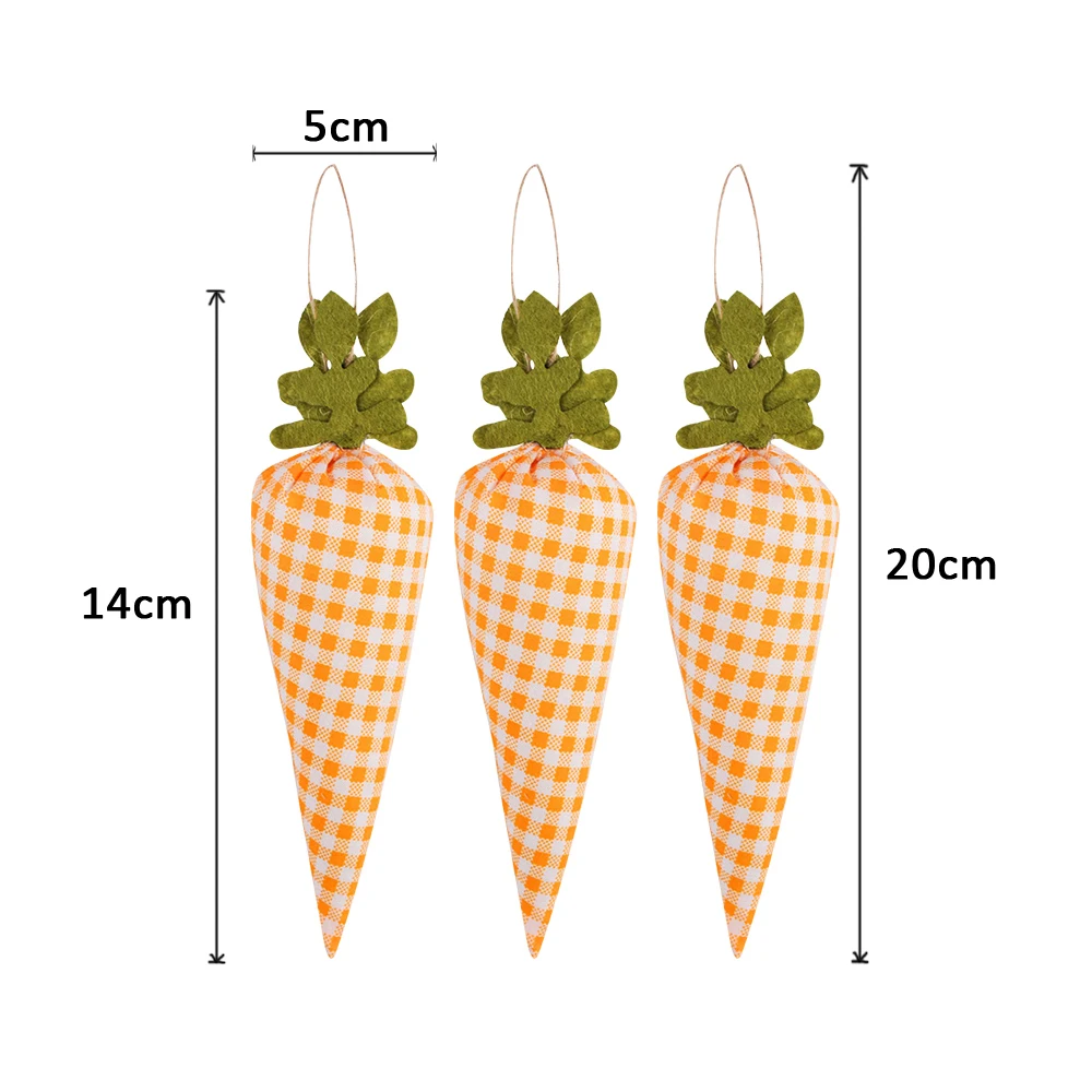 3PCS Fabric Easter Carrots Ornaments for Easter DIY Party Hanging Home Decor Kids Easter Party Crafts Decoration Supplies