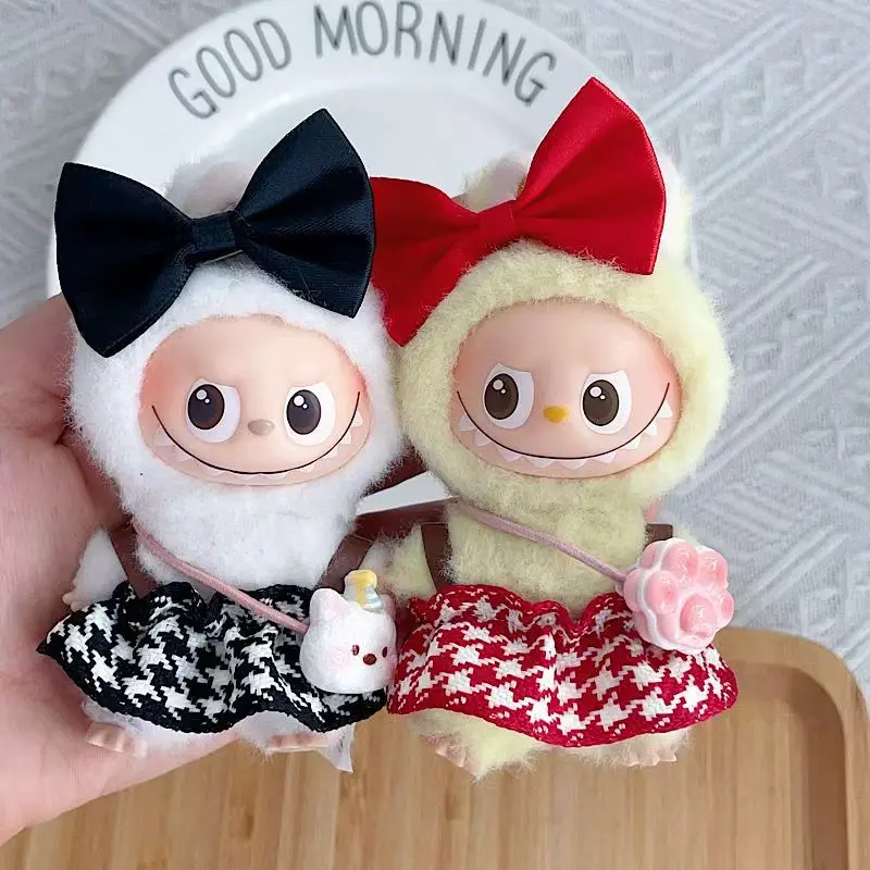 

for Labubu Clothes 4.0 Outfit Plaid Skirt+Headwear/set Fashion Labubu Doll Clothes V4 Doll Accessories