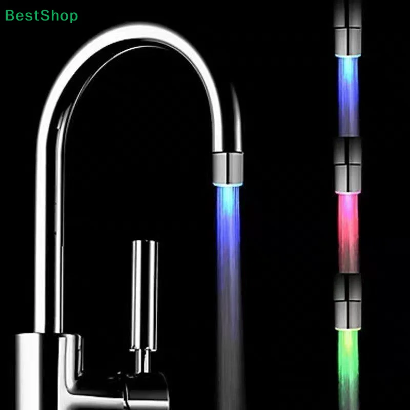 3 Color Change LED Faucet Aerator Water Powered Light Tap Nozzle Water Saving Glow Faucet Head For Kitchen Bathroom Sink