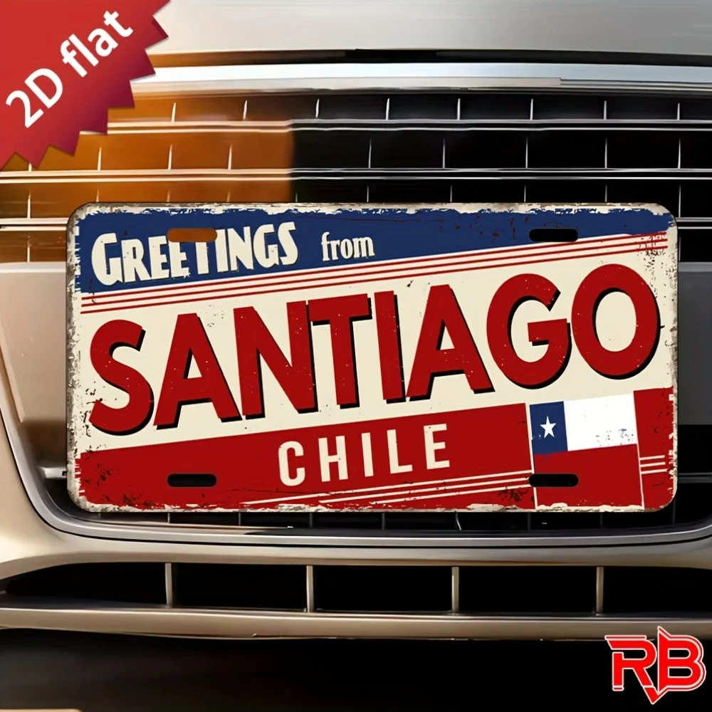 2D Flat - For Decorative Use solely 2D Flat, 1pc Vintage Chilean-Themed Metal Sign - UV Printed Wall Art Featuring The Design 