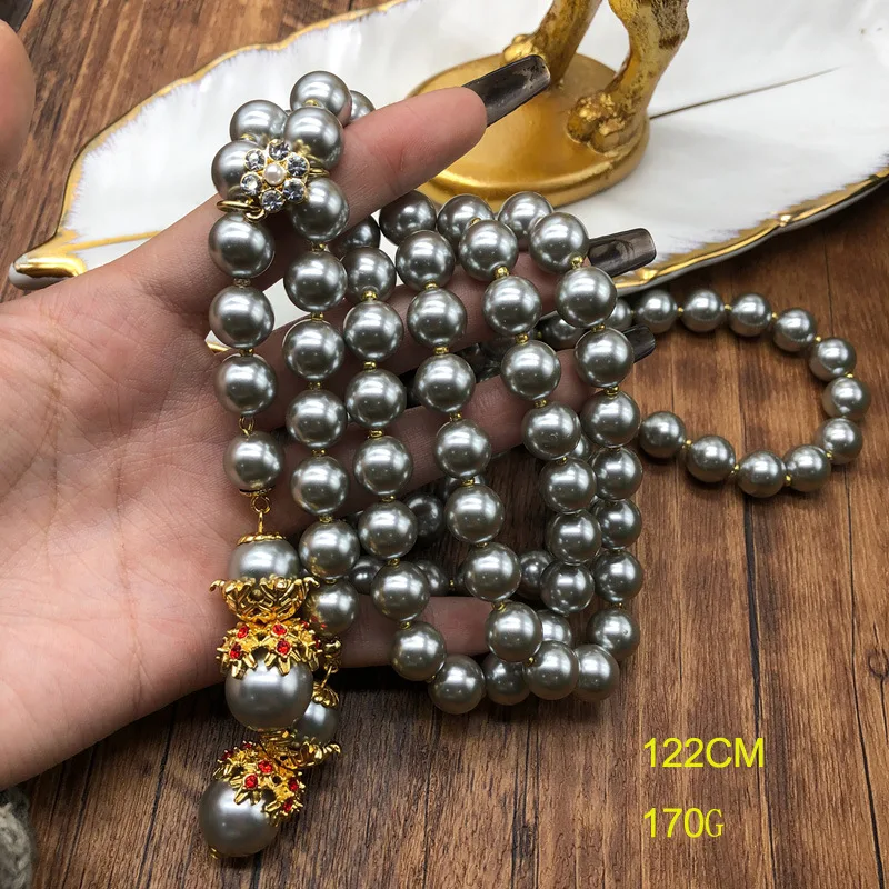жемчуг ожерелье medieval vintage baroque necklace exaggerated stacked glass pearl long necklace dress sweater chain