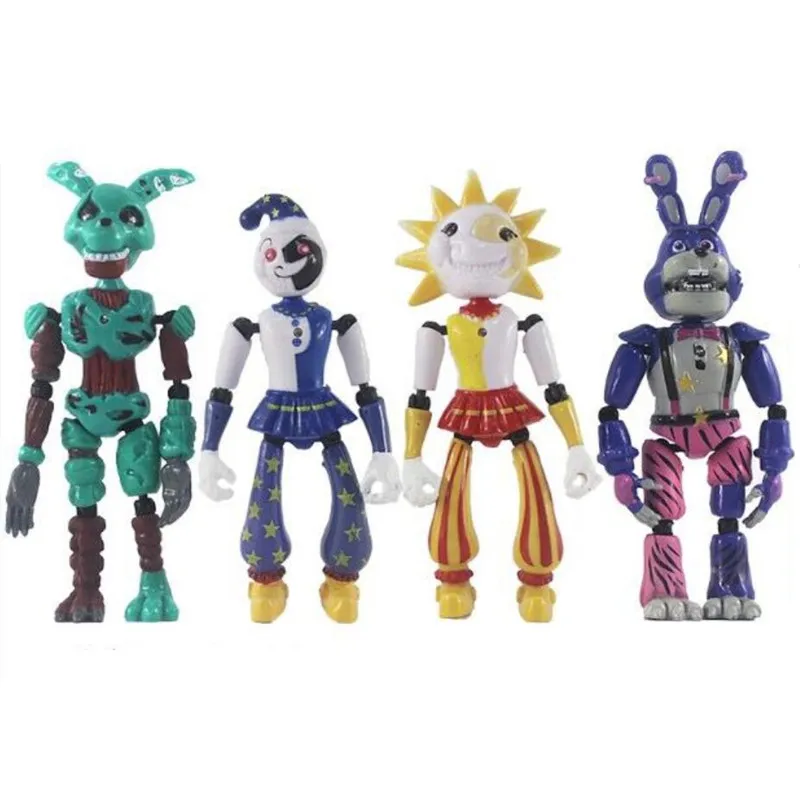 9Pcs/Set Fnaf Anime Figure Sundrop Movable Joints Cute Bonnie Bear Foxy Action Figure Model Toys Gifts