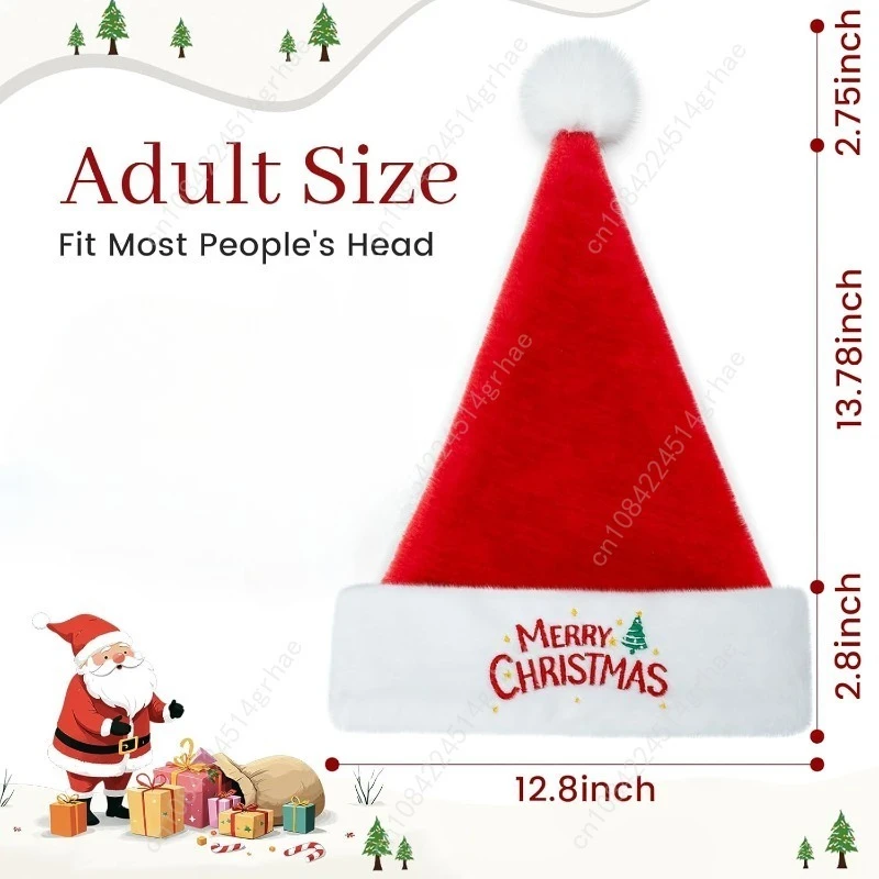 قبعة سانتا لعيد الميلاد للبالغين، قبعة مخملية كلاسيكية لعطلة عيد الميلاد للجنسين لأغطية الرأس لحفلات رأس السنة الجديدة