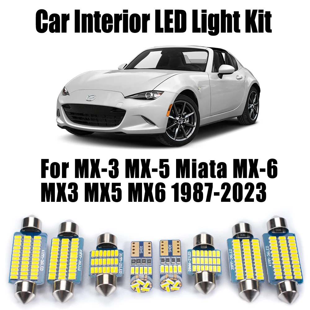 

Canbus Accessories For Mazda MX-3 MX-5 Miata MX-6 MX3 MX5 MX6 1987-2023 LED Bulb Interior Dome Number Plate Map Trunk Light Kit