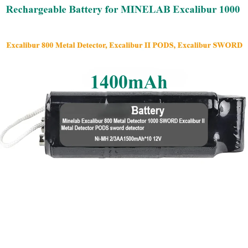 

Rechargeable Battery 1500mAh for MINELAB Excalibur 1000, 800 Metal Detector, Excalibur II PODS, SWORD