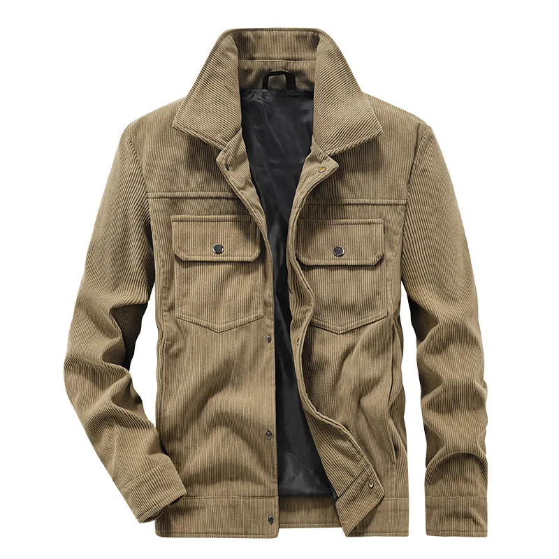 Men's Autumn And Winter New Casual Jacket Imitation Denim Corduroy Jacket Men's Tooling Lapel Jacket