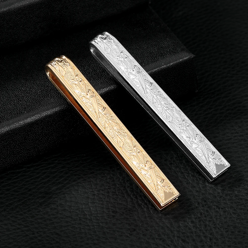 Free Shipping Personality Golden And Silvery Tones Torch and Olive Leaves Pattern Tie Clip Men Formal Party Business Jewelry