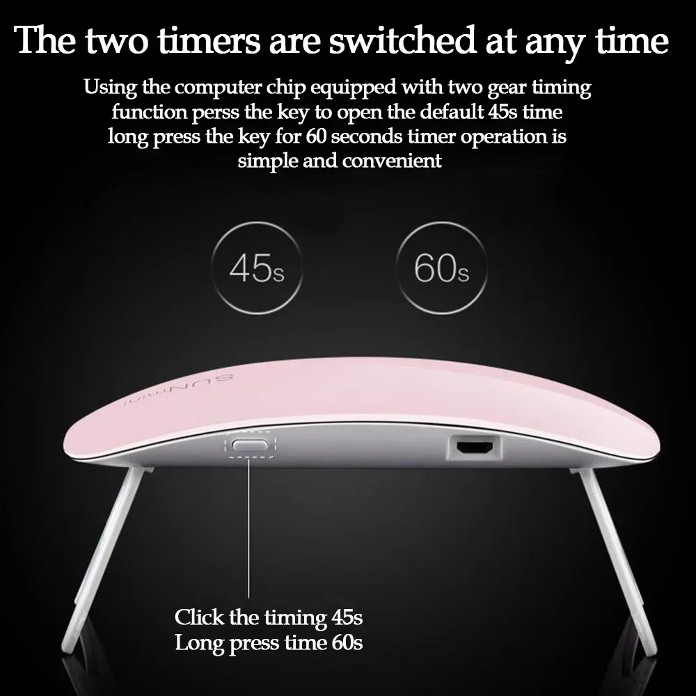 USB Nail Drying Mini LED Phototherapy Machine 6W UV Gel Polish Curing LED Mini Nail Lamp Nail Art