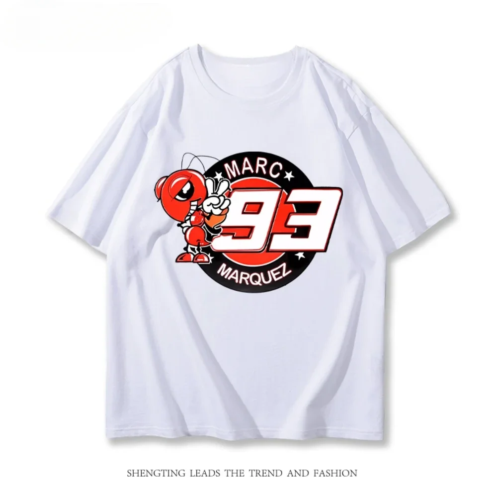 2025 New High Quality MOTOGP Marquis 93 Motorcycle Red Ant Rider American Heavy Cotton Short Sleeve T-shirt Men Loose