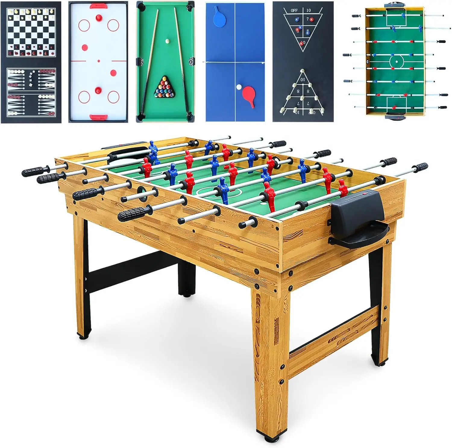 Seydrey 8-In-1 Combo Game Table Set For Home, Game Room, Friends & Family W/Hockey, Foosball, Pool, Shuffleboard, Ping Pong,