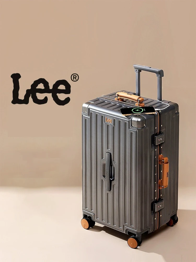 

20/24/26/28″Large Size Travel Suitcase PC Aluminum Frame Trolley Case With Wheels Men Carry-On Luggage With cup holder