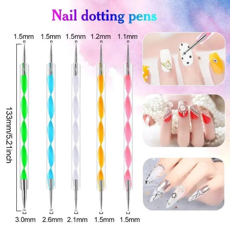 33 Uds. Herramienta artística para uñas con pinceles para pintar uñas, herramienta para puntear uñas, lámina para uñas, cinta para manicura, diamantes de imitación para uñas