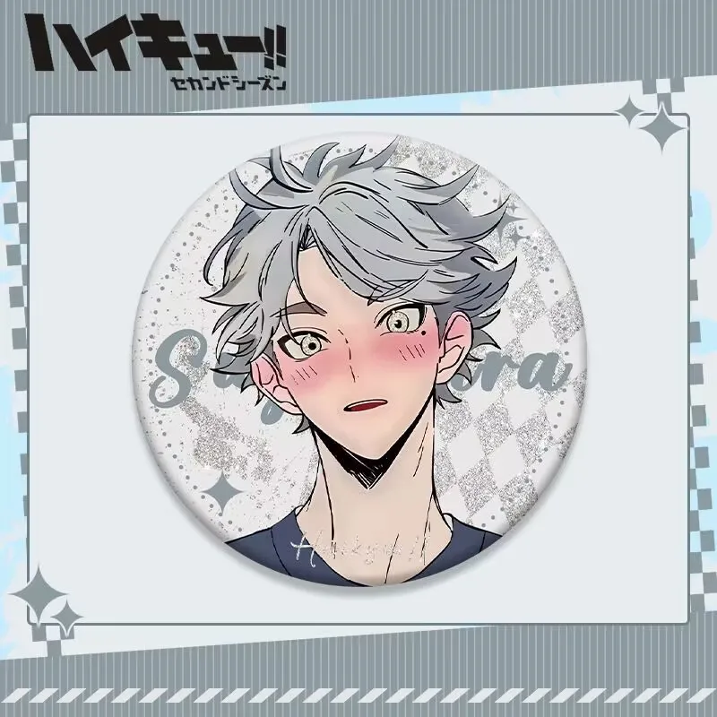 새로운 "하이큐!!" 애니메이션 관련 58cm 브로치 및 배지: "Sakayama Gru, Kikawa Tetsu, Hara Kuro, Hyuga Shoyo