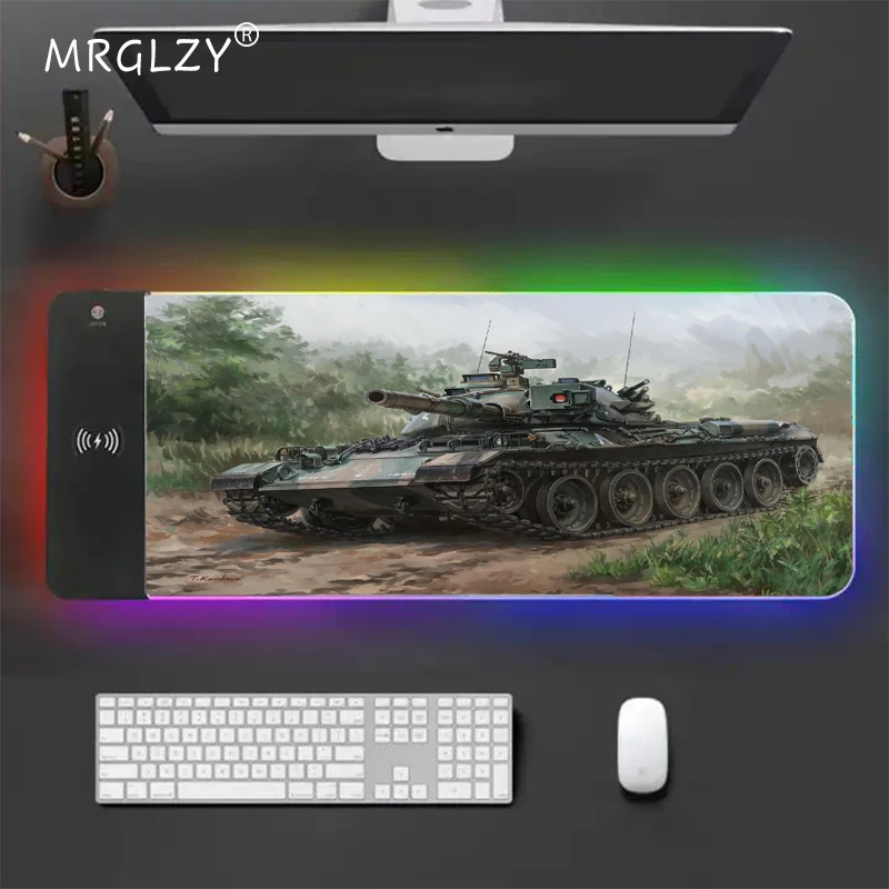 Wireless Charging Mouse Pad 900x400 Mouse Pads with Backlight Tank Mouse Carpet Setup Home Office Computer Table Desk Protector